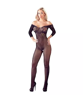 Mandy Mystery Neckline Crotchless Catsuit