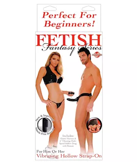 Fetish Fantasy Series for Him or Her Vibrating Hollow Strap On  Black