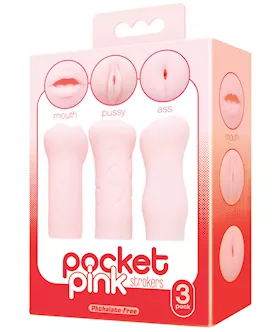 Icon Brands Pocket Pink Strokers  3 Pack