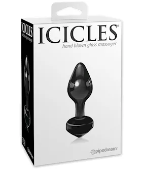 Icicles No 44 Hand Blown Glass Butt Plug  Black