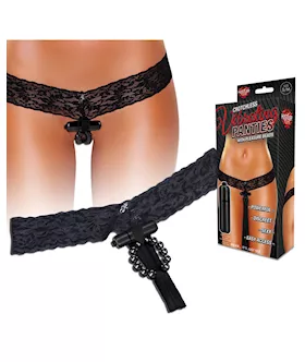 Hustler Vibrating Panties wHidden Vibe Pocket Bullet amp Stimulation Beads Black SM