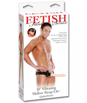 Fetish Fantasy Series 10quot Vibrating Hollow Strap On  Flesh