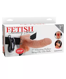 Fetish Fantasy Series 7quot Vibrating Hollow Strap On wBalls  Flesh