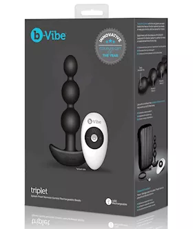 bVibe Remote Triplet Anal Beads  Black