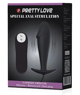Pretty Love Vibrating Penis Shaped Butt Plug  Black