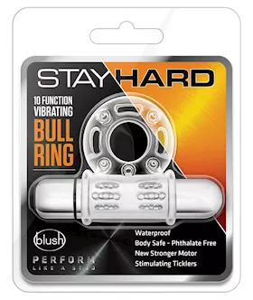 Blush Stay Hard 10 Function Vibrating Bull Ring Cock Ring  Clear