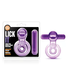 Blush Play with Me Lick it Vibrating Double Strap Cockring  Purple