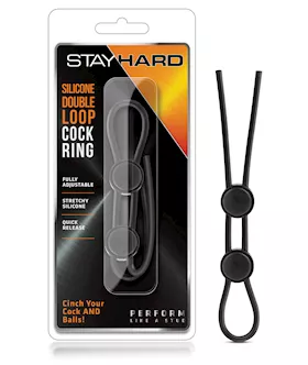 Blush Stay Hard Silicone Double Loop Cock Ring  Black