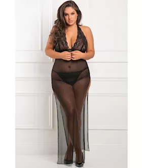 Rene Rofe All Out 2 pc Gown Set Black 1X2X