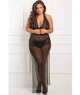 Rene Rofe All Out There 2 pc Gown Set Black 3X4X