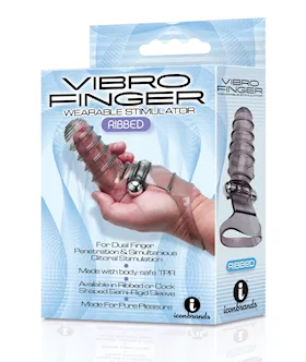 The 9039s Vibrofinger Ribbed Finger Massager  Grey
