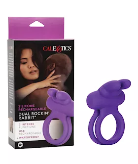 Silicone Rechargeable Rockin039 Rabbit Enhancer  Purple