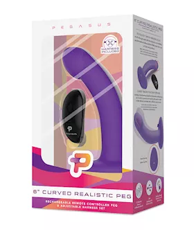 Pegasus 6quot Rechargeable Curved Peg wAdjustable Harness amp Remote Set  Purple