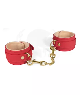 Spartacus PU Ankle Cuffs wPlush Lining  Red