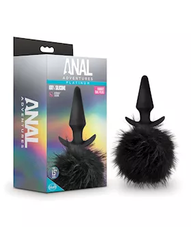 Blush Anal Adventures Platinum Rabbit Tail Plug  Black
