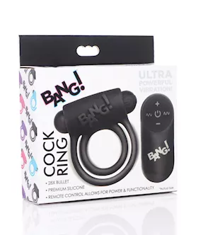 Bang Vibrating Cock Ring amp Bullet wRemote Control  Black