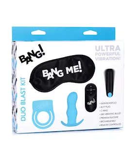 Bang Duo Blast Remote Control Cock Ring amp Butt Plug Vibe Kit Blue