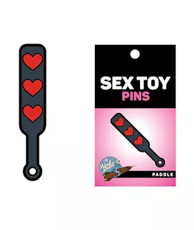 Wood Rocket Sex Toy Hearts Paddle Pin  BlackRed
