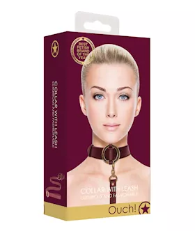 Shots Ouch Halo Collar wLeash  Burgundy