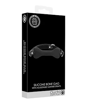 Shots Ouch Puppy Play Silicone Bone Gag  Black