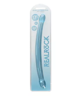 Shots RealRock Crystal Clear 17quot Double Dildo   Blue