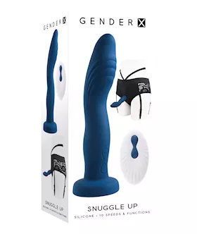 Gender X Snuggle Up Dual Motor Strap On Vibe wHarness Blue