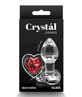 Crystal Desires Glass Heart Gem Butt Plug Small  Red