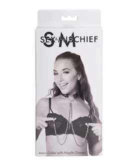 Sex amp Mischief Amor Collar wNipple Clamps