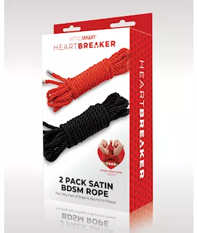 WhipSmart Heartbreaker Satin BDSM Rope  BlackRed Set of 2