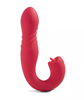 Joi App Controlled Thrusting GSpot Vibrator amp Clit Licker  Red