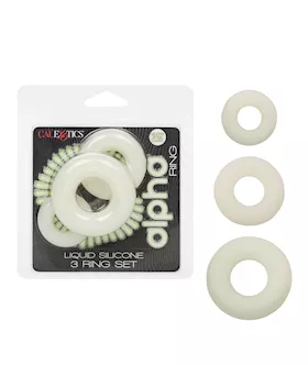 Alpha Liquid Silicone Glow in the Dark Cock Ring  Set of 3