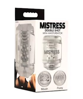 Curve Toys Mistress Double Shot Mini Masturbator Mouth amp Pussy   Clear
