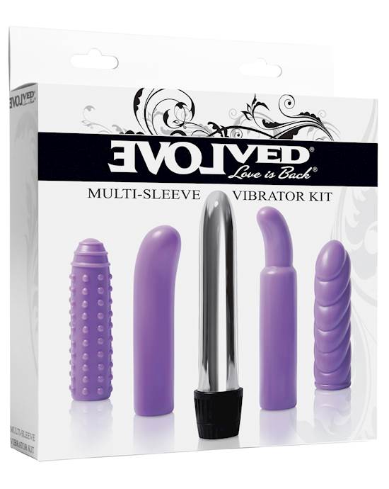 Evolved Multi Sleeve Vibrator Kit w4 Textured Sleeves amp Vibe  Purple
