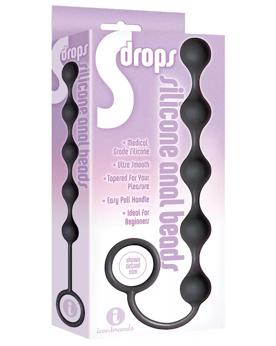 The 9's S Drops Silicone Anal Beads - Black