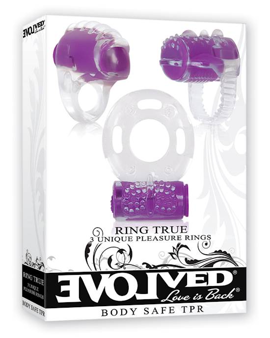 Evolved Ring True Unique Pleasure Rings Kit  3 Pack ClearPurple