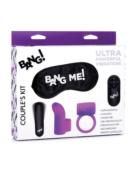 Bang Couple039s Kit with RC Bullet Blindfold Cock Ring amp Finger Vibe  Purple