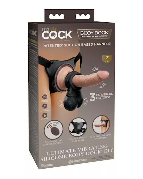 King Cock Elite Ultimate Vibrating Silicone Body Dock Kit W/remote
