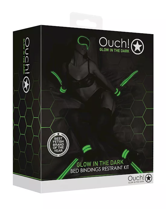 Shots Ouch Bed Bindings Restraint Kit - Glow In The Dark