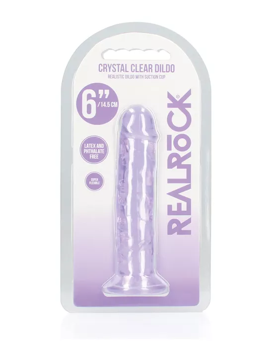Shots Realrock Crystal Clear 6" Straight Dildo W/suction Cup - Purple