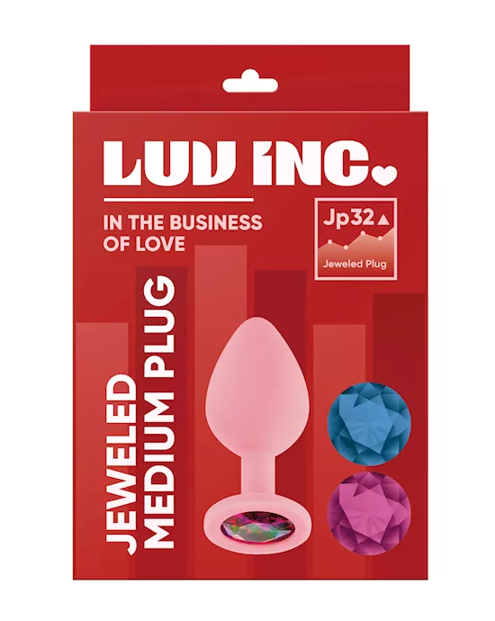 Luv Inc. Jeweled Silicone Butt Plug W/three Stones - Medium Light Pink