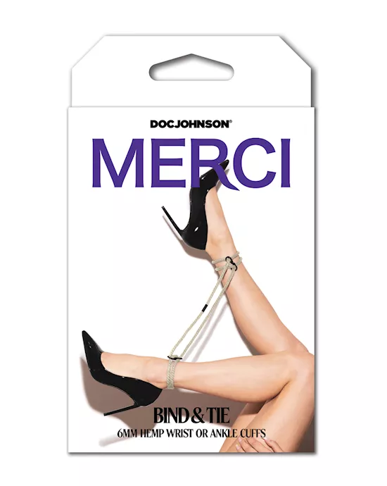 Merci Hogtie - Bind & Tie Wrist Or Ankle Cuffs -  6 Mm Hemp -black