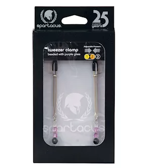 Spartacus Adjustable Tweezer Nipple Clamps wPurple Beads