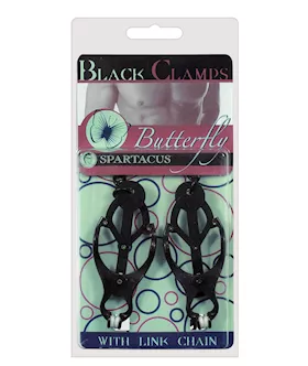 Spartacus Black Butterfly Style Nipple Clamps wChain