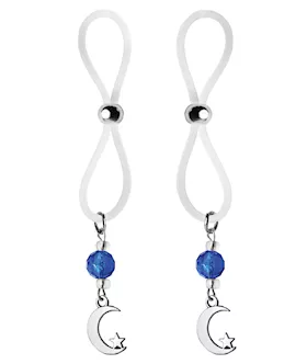 Bijoux de Nip Nipple Halos Moon amp Star Charm  BlueClear