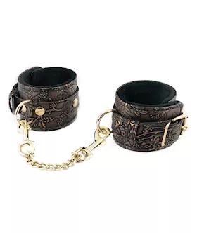 Spartacus Faux Fur Lining Ankle Restraints  Brown Floral Print
