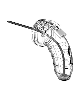 Shots Man Cage 45quot wSilicone Urethral Sounding  Clear