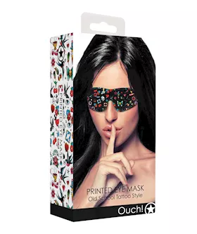 Shots Ouch Old School Tattoo Style Printed Eye Mask  Black