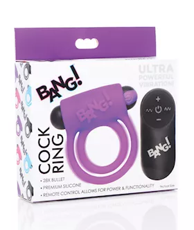 Bang Vibrating Cock Ring amp Bullet wRemote Control  Purple
