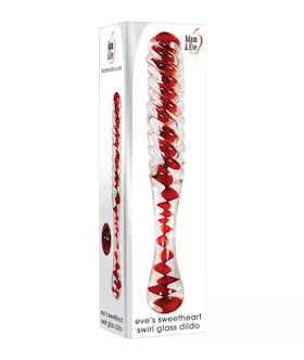 Adam amp Eve Eve039s Sweetheart Swirl Glass Dildo  ClearRed