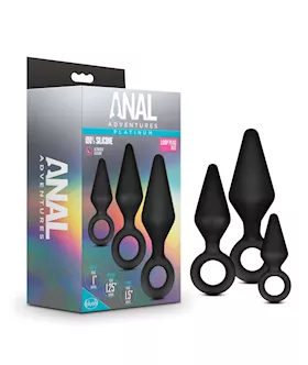 Blush Anal Adventures Platinum Silicone Loop Plug Kit  Black